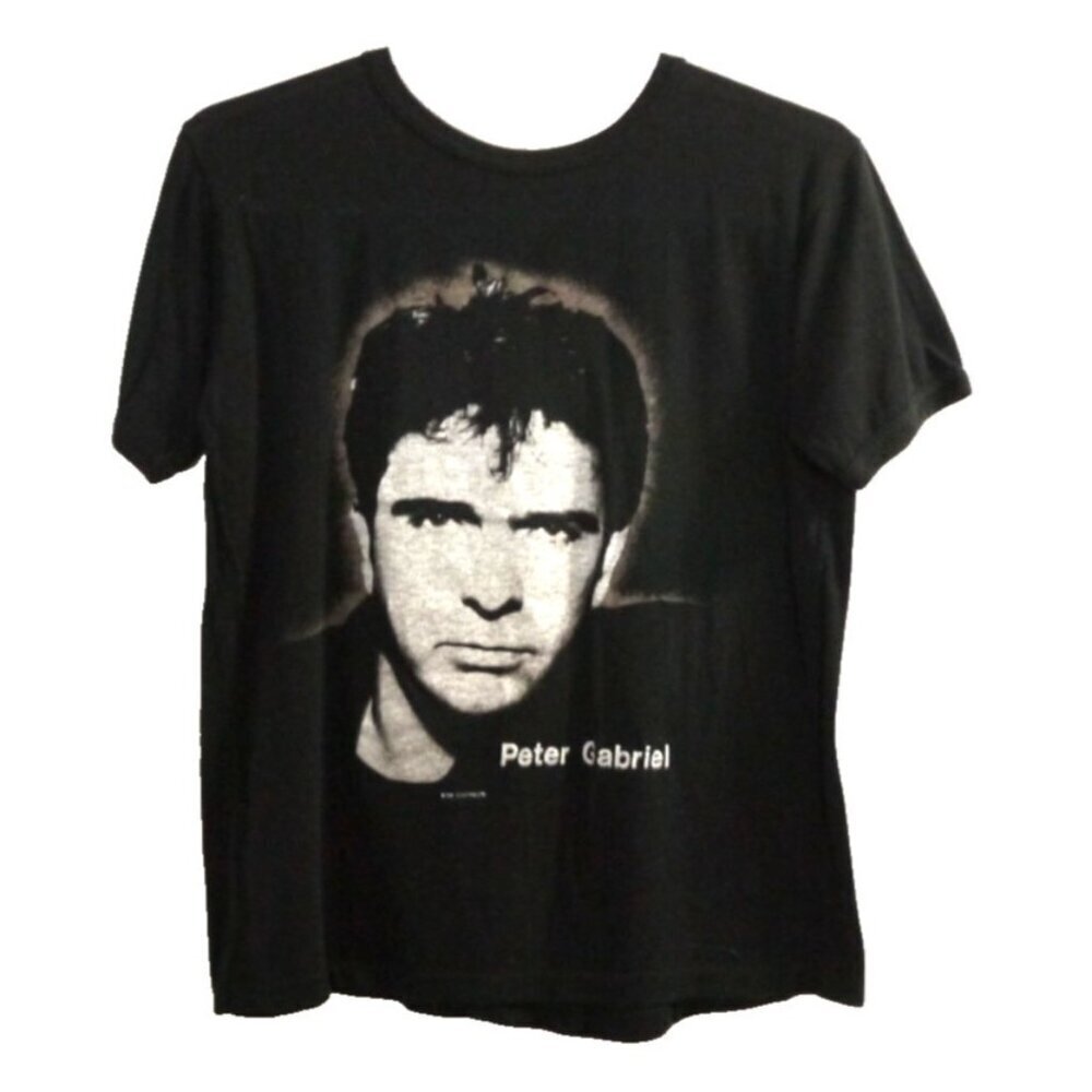 Vintage PETER GABRIEL black T Shirt 50/50 blend PRIME 1986 Adult size L